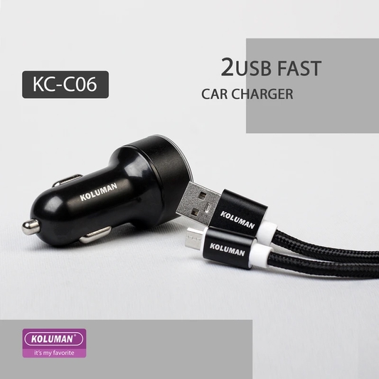 شارژر فندکی کلومن مدل KC-C06 به همراه کابل MICRO USB