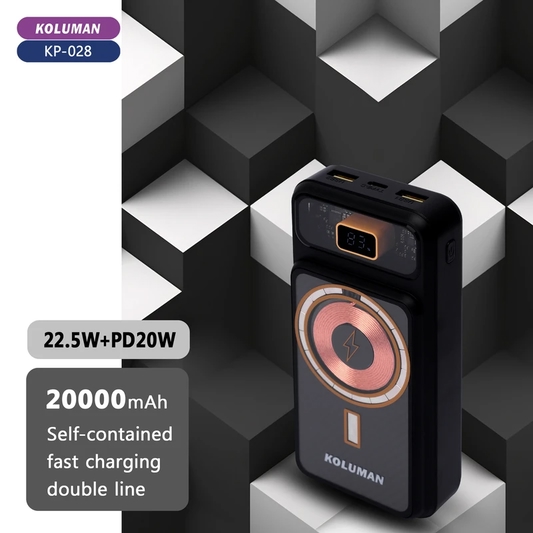 پاوربانک کلومن مدلKP-028 22.5W WIRELESSظرفیت 20000 میلی آمپر ساعت