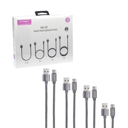 کابل تبدیل USB به USB-C کلومن مدل kd-P19 مجموعه 4 عددی