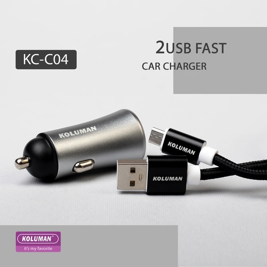 شارژر فندکی کلومن مدل KC - C04 به همراه کابل USB-C